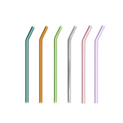 Ống hút thuỷ tinh 0.8cm x 20cm cong - Nhiều màu sắc